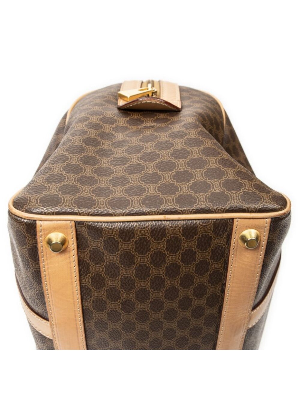 Celine Midi Amboston Brown Beige Macadam Canvas Shoulder Bag - Picture 8 of 10